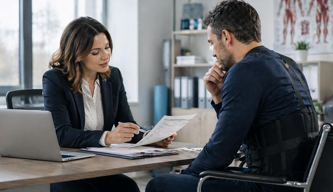 Nurse case manager in Toronto conducting a WSIB independent medical examination for a workers compensation return-to-work assessment