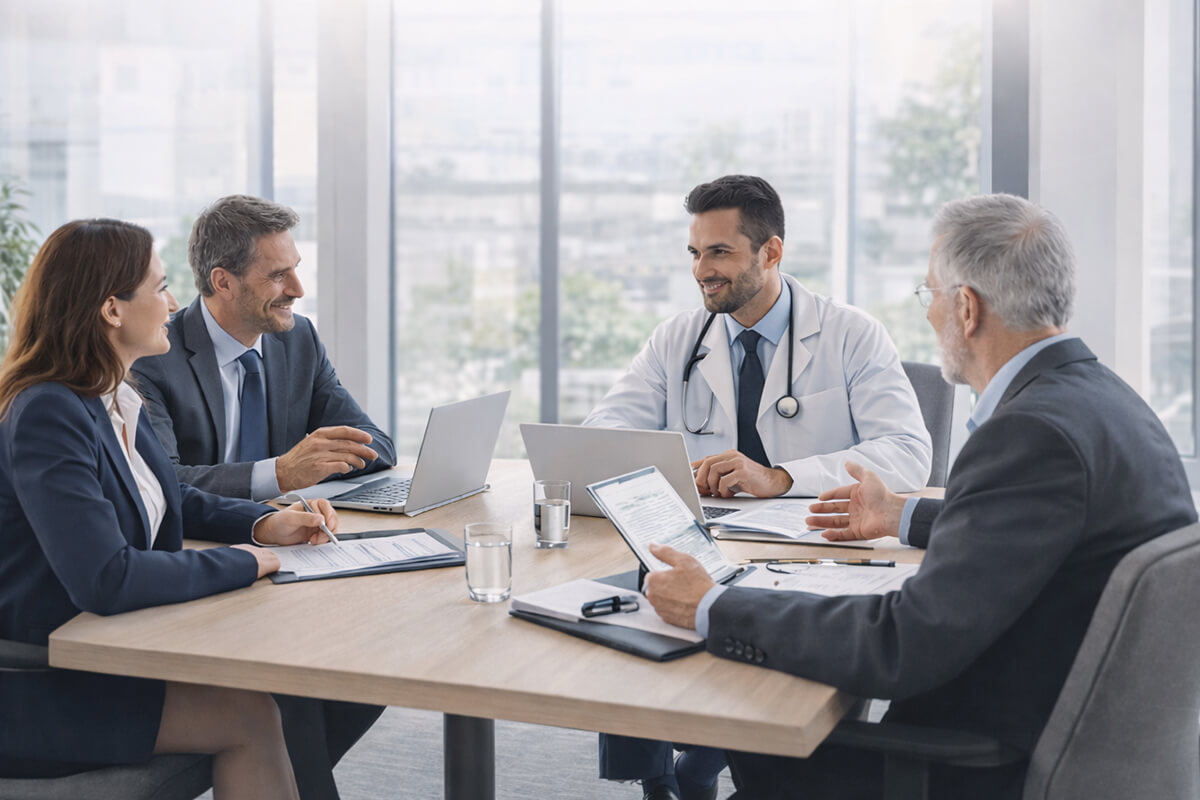 IME provider for law firms meeting with a client, alongside a nurse case manager supporting an employer